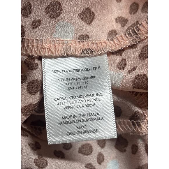 Pleione Women's Collared Pink Animal Print Peplum Wrap Top XS NWOT - Picture 10 of 10